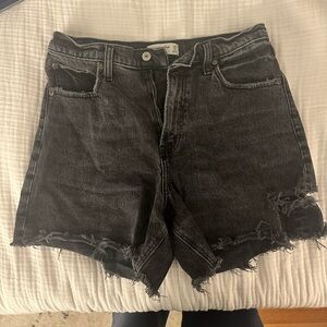 Abercrombie & Fitch High Rise Dad Short Black Distressed Jean Shorts